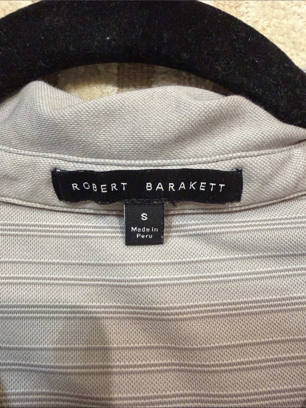 Robert Barakett Light Gray Striped Polo - Picture 2 of 3